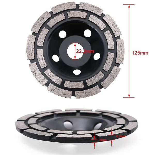 Diamantskive, Diamant Slipingplate 125 X 22,2 Mm Dobbelt Rekkevidde, Universal Diamantskive For Sliping Betong, Stein, Granitt Puss, Murverk, Bruk U