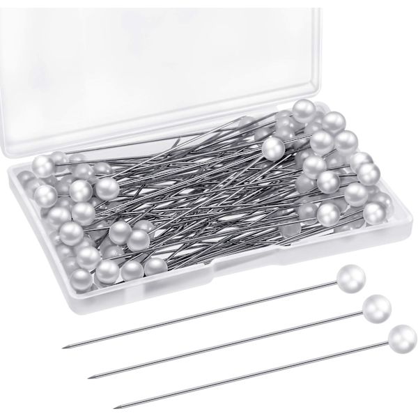 Corsage Boutonniere Pins Teardrop Pearl Head Pins Bröllopsbukett Pins Vita Raka Head Pins för DIY Hantverk Smycken Making Sömnad Bröllopsblomma White