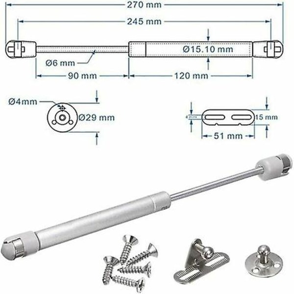 4 stk gassfjærer pneumatisk arm hydraulisk kjøkkenskapløft for møbelskapsdørløft (150n)