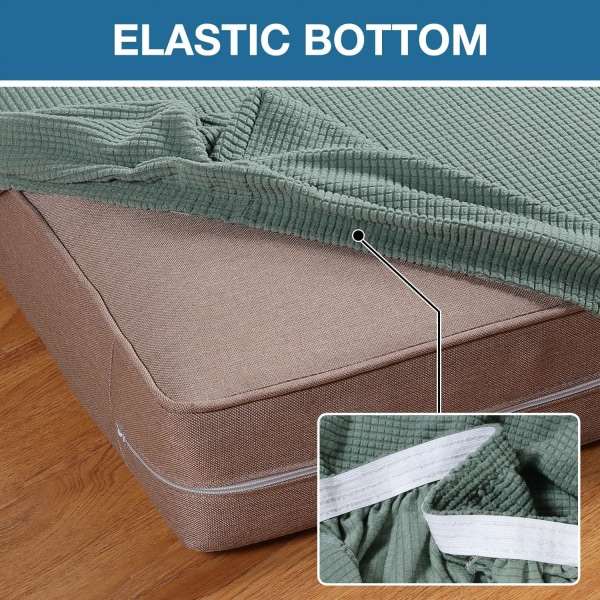 Stretchig soffkuddeöverdrag Soffa soffkudde Möbelskydd Soffa överdrag med elastisk botten Spandex Jacquardtyg Små rutor(C Sage 1 Cushion Armchair
