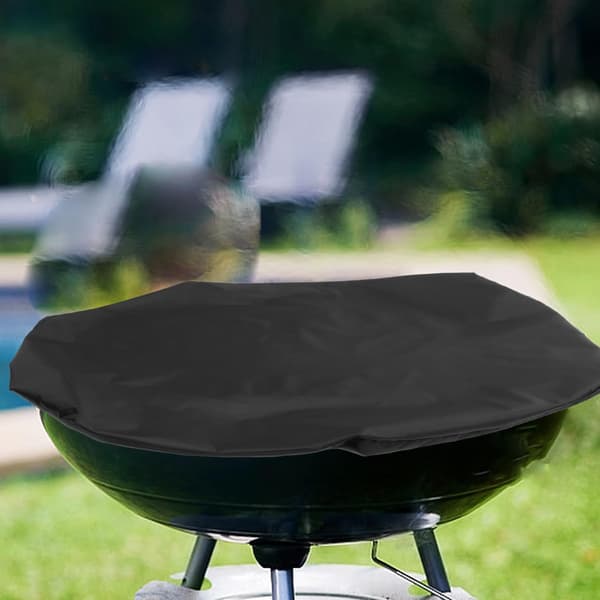 Rund bålfadsovertræk 44 tommer grillovertræk med snøre, fuld dækning tilbehør til terrassegrill