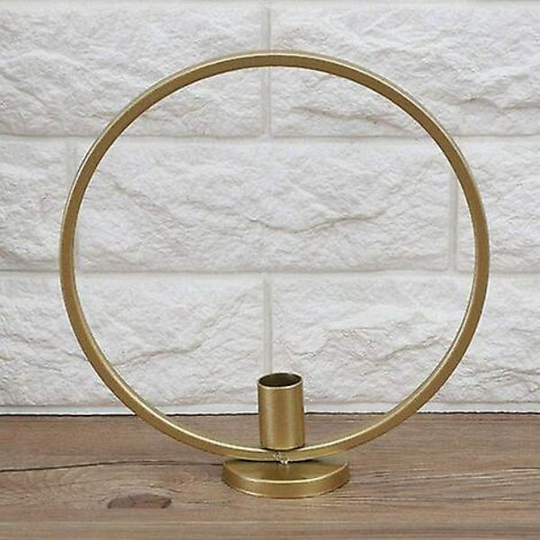 1 st nordisk stil geometrisk ljusstake metall väggmonterad ljusstake heminredning - gyllene rund bas, 23 cm