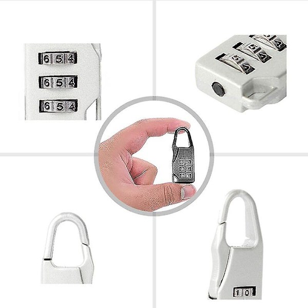 6 stycken 3-siffriga Mini Hänglås Återställbart Kombinationslås Reselås Zink Legering Crday Present