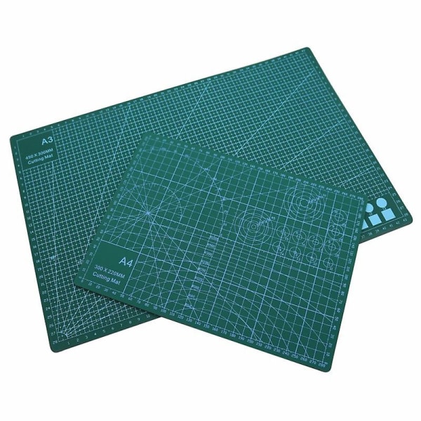 A3 Craft gummistempelgraveringsmatte for sying av scrapbookstoff og papirhåndverk (1 stk, grønn)