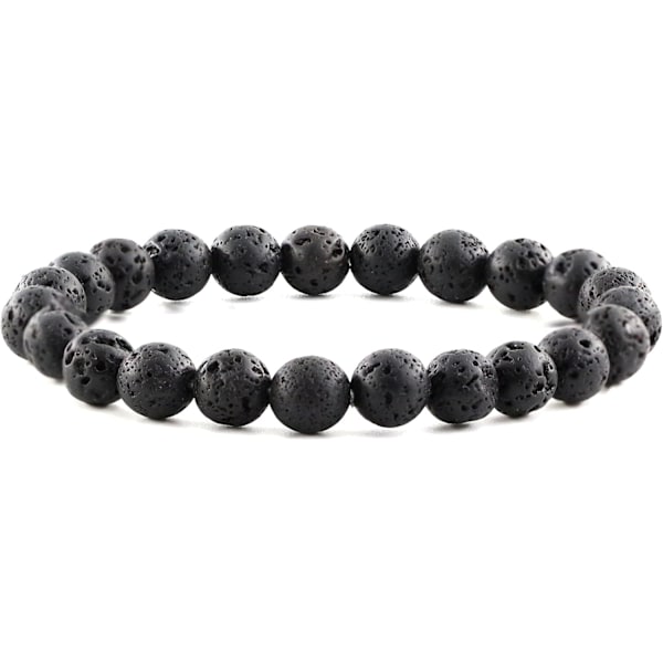 Kristall Armband, 8mm Naturstenpärlor Armband, Läkande Kristall Armband för Kvinnor Män Lava