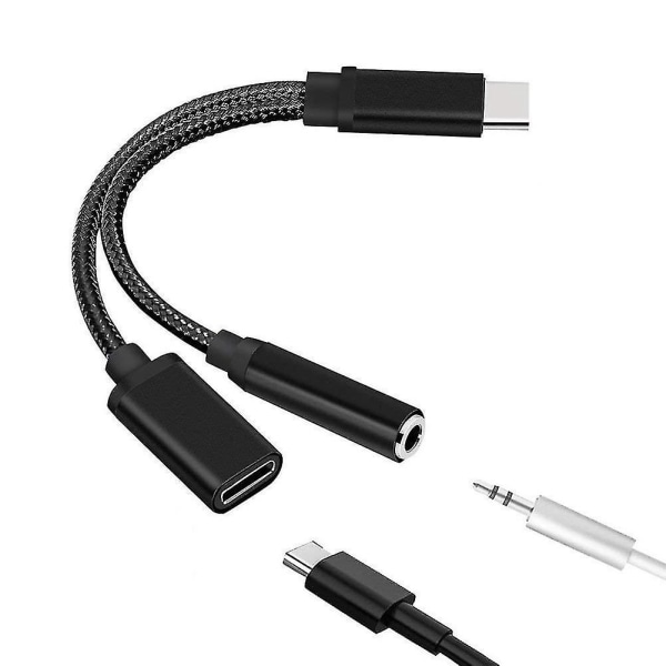 Typ C till 3,5 mm Char O Adapter 2 i 1 USB C Splitter Ph Aux O-kabel för Ph
