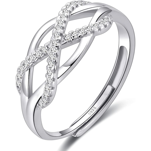 Sølvringer for kvinner Kjærlighetsknute Ringer Justerbare Åpne Fingerfjærringer Smykkegaver Kryssede Ringer for Kvinner med Cubic Zirconia style7