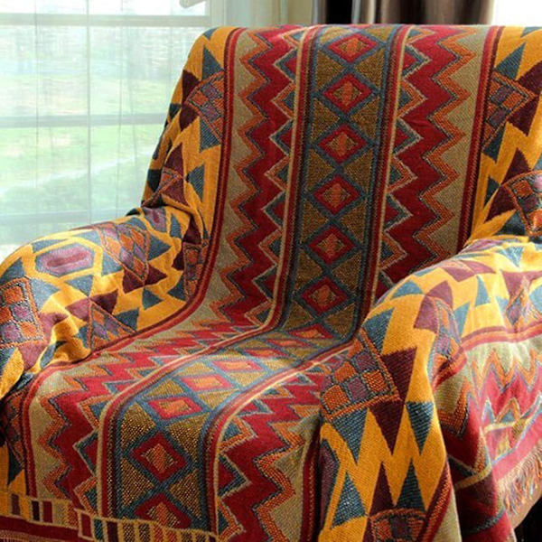 Boheme Geometrisk Kasttæppe, Boho Stof Sofa Kasttæppe Dækker Til Sofa Seng Stol Stue, Soveværelse