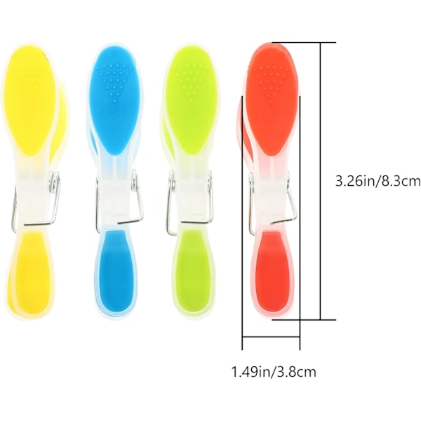 90 stk. Tøjstativer Stærke Klips Vaskeri Hjem Tøjpinde Vindtætte Tøjpinde Ekstra Store Skridsikre Ergonomiske Bløde Gummigrebs 4 Farver Blue, Orange, Green, Red