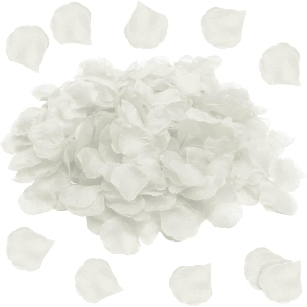 2000 st vita rosenblad, artificiella rosenblommor smaklösa emulering rosenblad för romantiska scener bröllopsdag, födelsedag, konf White