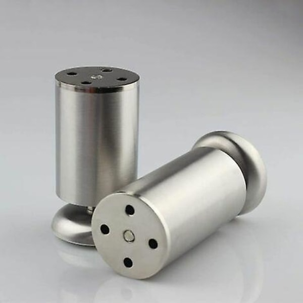 4x 120mm Stainless Steel Furniture Legs For Kitchen Cabinets With Round Feet, Rubber Pads, Safe And Noiseless