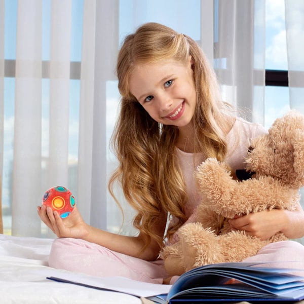 Magic Rainbow Puslesfære - Fidget Ball 3D Puslespil Hjernepuslespil Legetøj til Drenge - Fødselsdagsfest Påske Jul Strømper Fyld Gave Legetøj til Børn Red