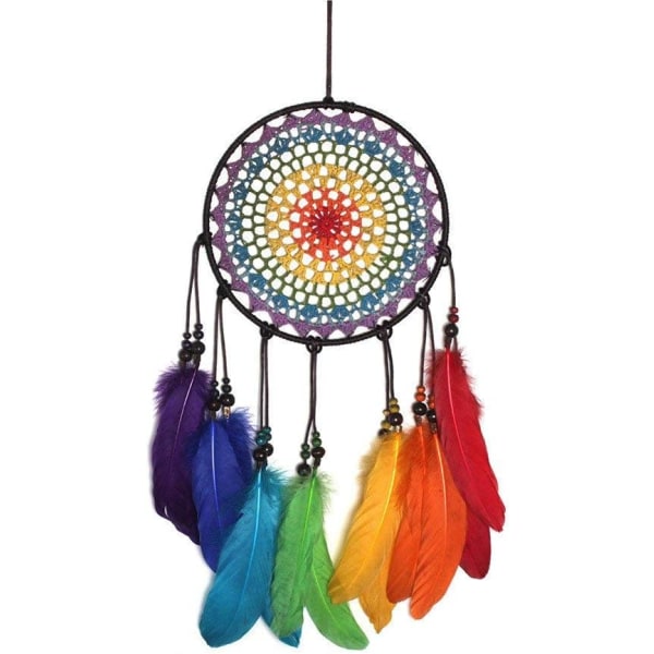 Dream Catchers Colorful Rainbow Handmade Ornaments Wind Chimes Rainbow Feather Dream Catchers for Gifts Wedding Ornament and Home Decorations