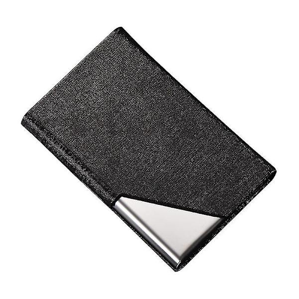 Jinxiu Visitkort Holder, Ultra Tynd Professionel PU Læder + Rustfrit Stål Visitkort Holder Til Rejser (1 Stk, Sort)