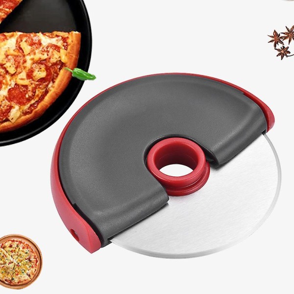 Skive Nem at rengøre pizzaskærer Skærerhjul Kompakt, rustfrit stålblad, Grå/rød