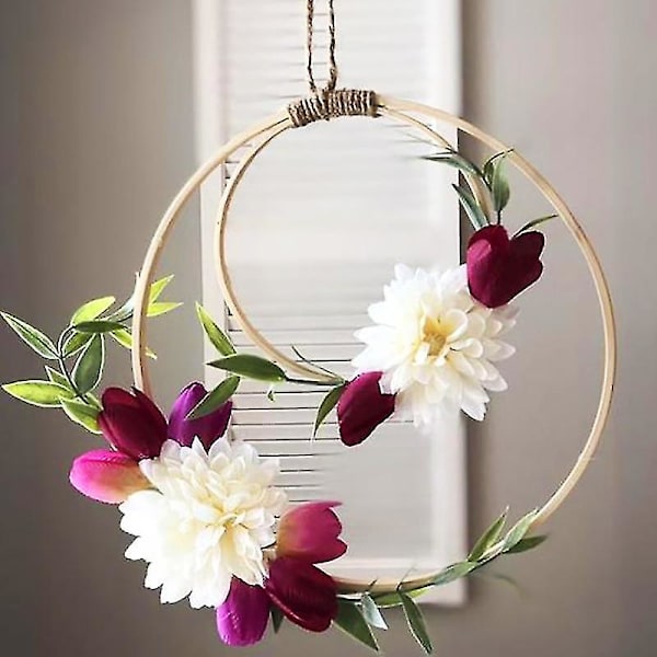 Kotidecor Bamboo-rengas, Puinen Ympyrä Pyöreä Catcher Kehä Kukille