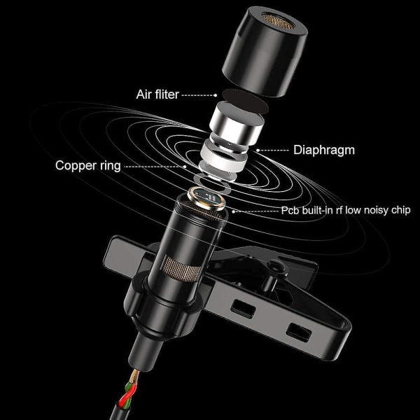 Mkk Lapel Mikrofon, 3,5 mm Professionell Lavalier Mikrofon För Intervju, Clip On Mikrofon Omnidirektionell Kondensatormikrofon För Telefon, Pc, Laptop, Ds