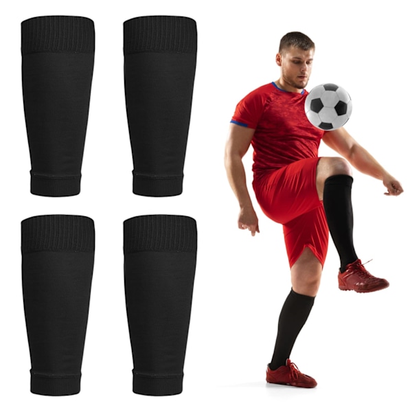 Fotballsokkermer Fotball Leggbeskyttere Ermer Lag Leggsokkermer Klipp Fotballsokker for Fotballkamper Nybegynner black