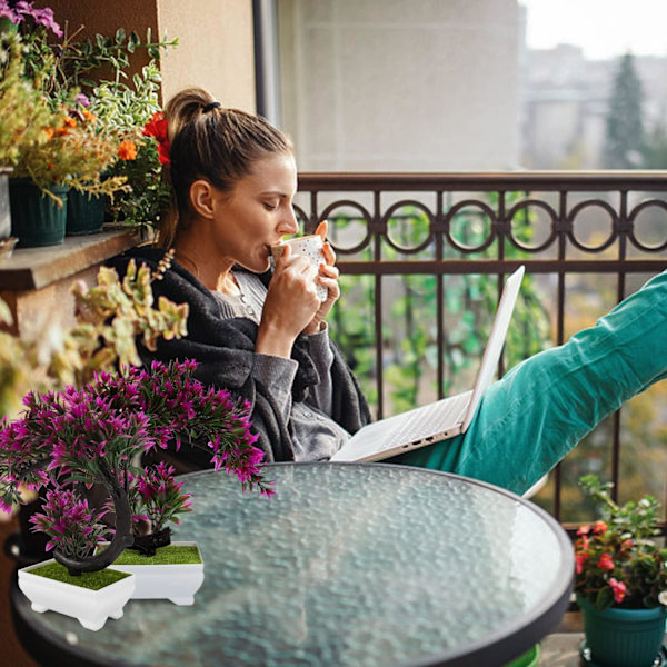 Kunstig Bonsai Tre, DEANKEJI Dekorativ Kunstig Flora, Små Kunstige Planter, Kunstige Planter Lindrer Naturlig Tretthet, Dekorative Kunstige Trær Purple