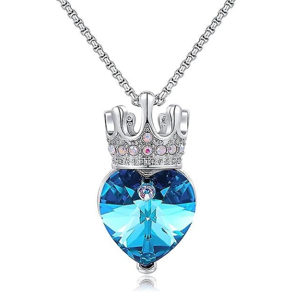 Litet kronhalsband Utsökt Enkel hög design betydelse halsband Princess Queen Crown Heart Hänge Halsband Dam Kristall Birthstone Kostym Juvel