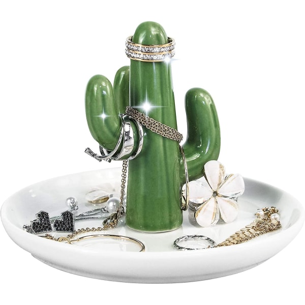 Kaktus Ring Holder Ring Fad Keramisk Smykker Keramisk Organizer Opbevaringsplade Dekorative bakker