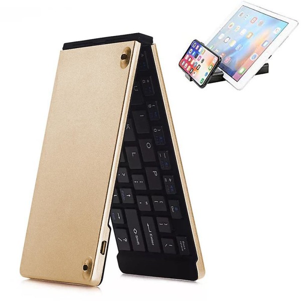 Dubbelfällbart trådlöst Bluetooth tangentbord, Trådlöst minitangentbord för Ios Ipad, Android Tablet, Windows PC Etc.