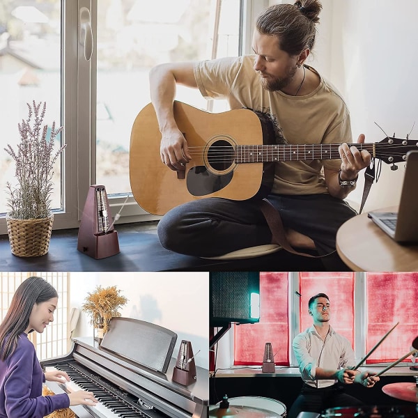 Mekanisk Kvadratisk Fjädermetronom med Noggrann Timer och Tempo för Gitarr Piano Bas och Andra Musikinstrument, Perfekt för Musikälskare, Nybörjare