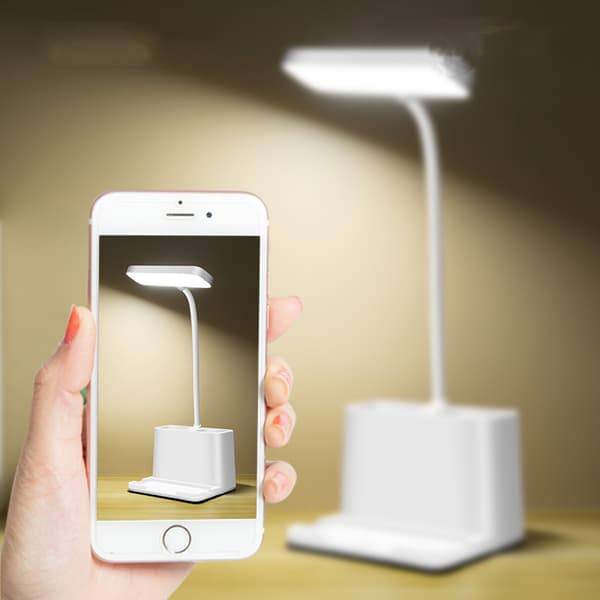 Liten LED-bordlampe, bordlamper til hjemmekontor, hvit pult