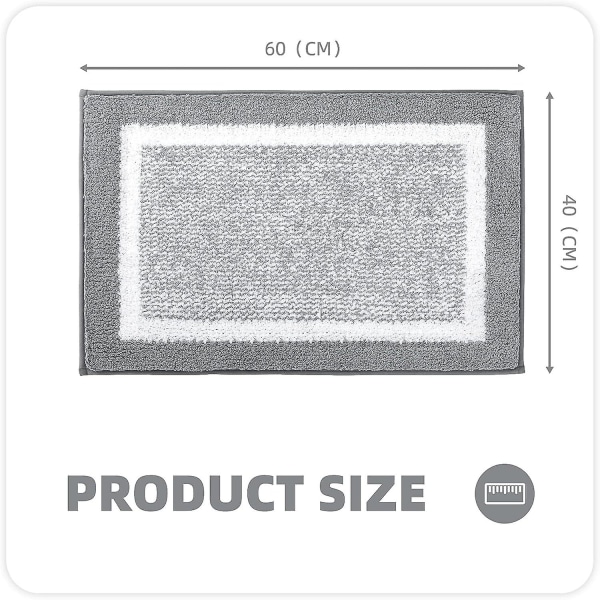 40x60cm mikrofiber mjuk badmatta, maskintvättbar duschvattenabsorberande badmatta Slitstark golvmatta för badrum (grå)