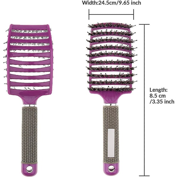 Hårbørste med villsvinbust, buet ventilert hårbørste, villsvinbust hårbørster for tykt