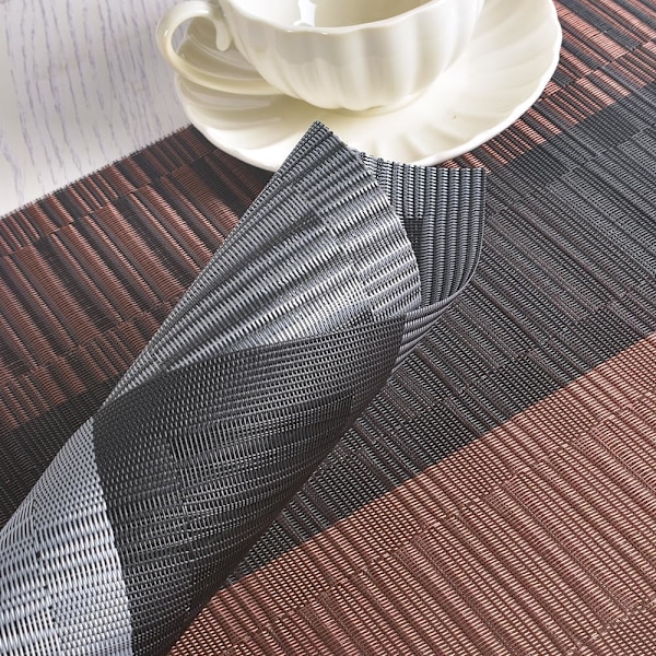 PVC-underlägg, 4 st Halksäkra Värmebeständiga Underlägg, Tvättsbara Vinylunderlägg, Set om 4 - Ombre Silvergrå Svart Ombre silver grå svart