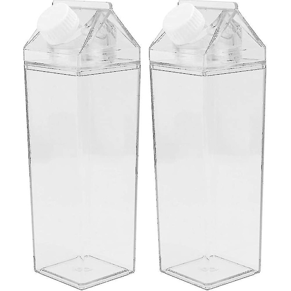 2 kpl 500 ml läpinäkyviä uudelleenkäytettäviä maitokartonkipulloja mehuille