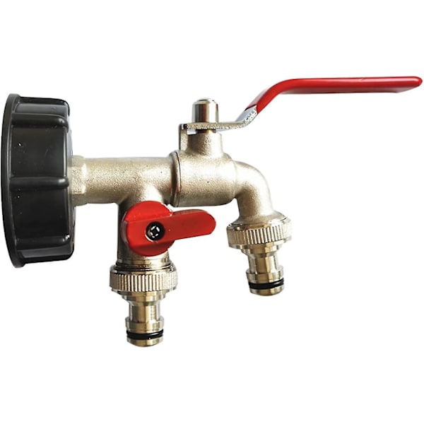 1/2\" Dobbelt Havehane, 1000l Tankhane IBC Vandtank Adapter Regnvand Opsamlingshane