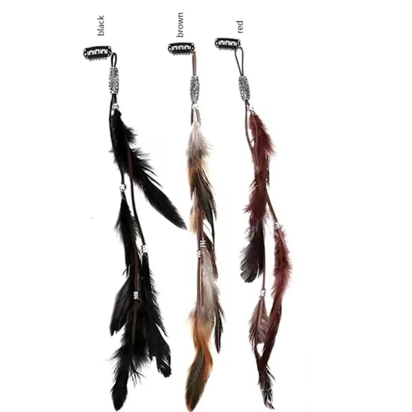 3 KPL Höyhenhiusklipsit, käsintehdyt Boho-hiustenpidennykset DIY-tarvikkeet Hippie-hiusneula päähine naisille ja tytöille