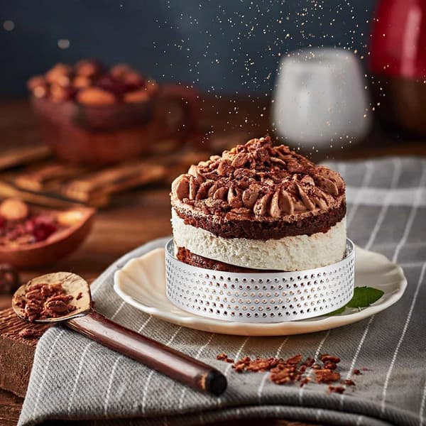 Sett med 6 terteformer i rustfritt stål, 8 cm, tertering, terteformer, perforert bakering-FA-[BT]