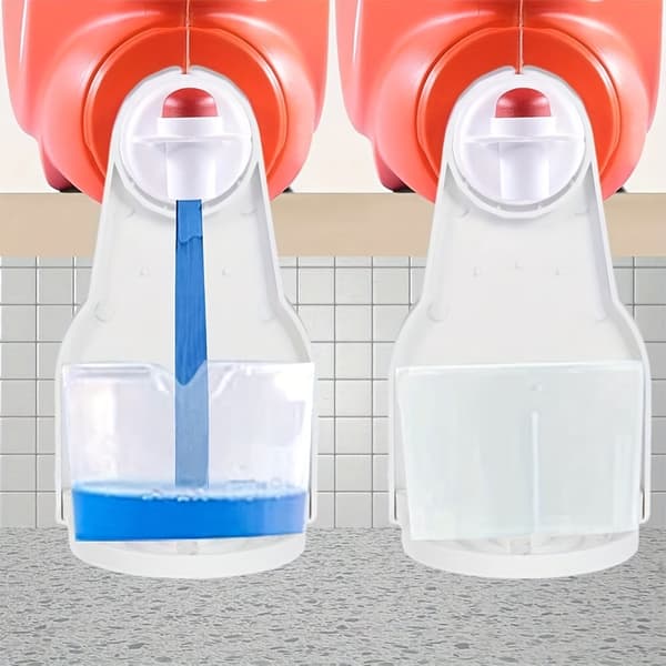 2-delt hængende dispenser til vaskemiddel og skyllemiddel (med drypbakke)