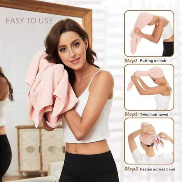 Mikrofiberhandduk för kvinnor, mjuk snabbtorkande handduk, anti-frizz handduk för kvinnors våta hår, tjockt hår (Grå)
