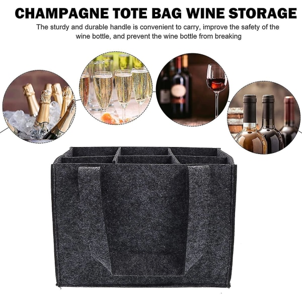 Portable Bottles Wine Felt Handbag For Picnic Dinner Party Travel Storage