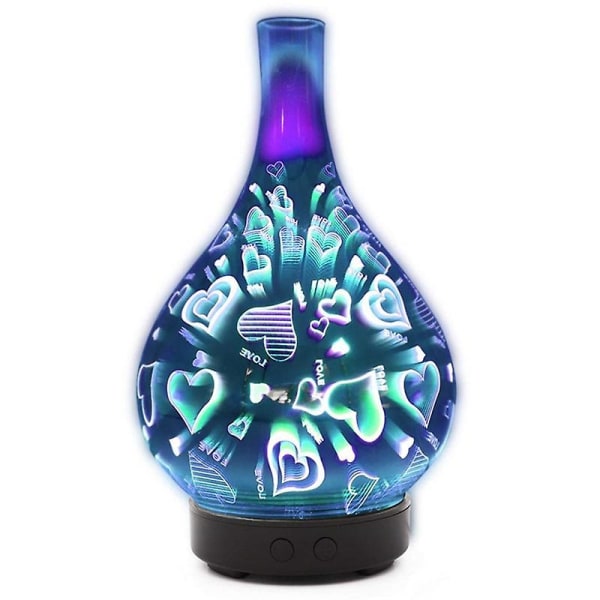 7 Färger Glas Blomvas Luftfuktare Mini Doft Aromaterapi Maskin Nattljus Tyst