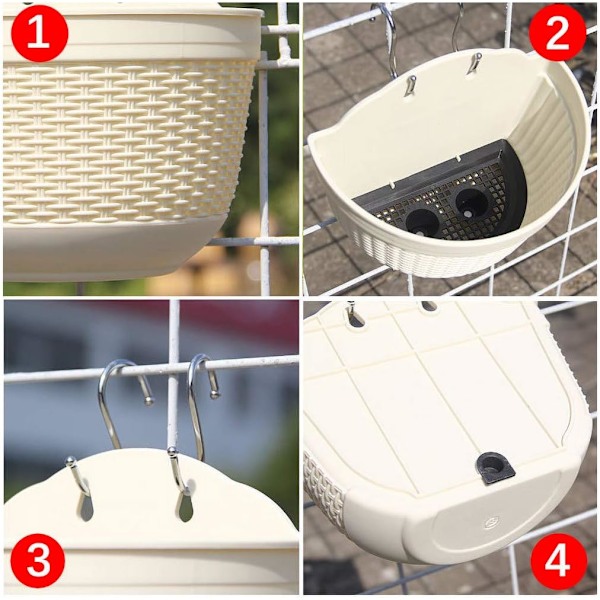 Plantebeholdere til udendørs planter, skinneplanter, store hegnsplanter, blomsterpotter, balkonbeholdere, plantepotter, væg- og vindueplantehængere til have, gårdhave og væg White 21 Inch