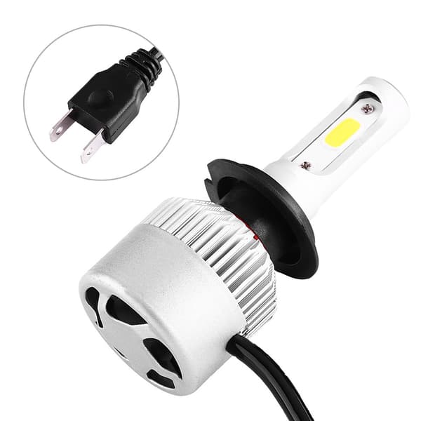 2 stk S2 72W 8000lm LED frontlykter COB-pærer Hvit 6500K H7