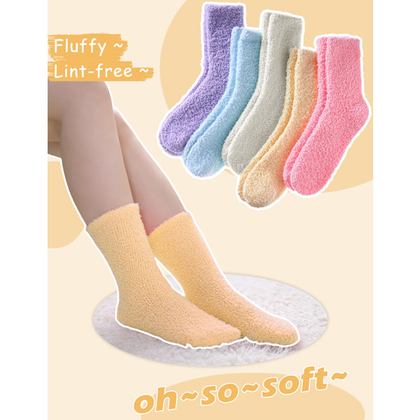 5 par bløde damesokker - bløde og komfortable, varme vintersokker til søvn, one size fits all.