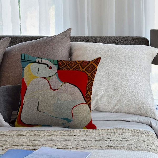 Kuddfodral Picasso Le Reve The Dream Målning Överkast Kuddfodral Hem Dekorativ för Män/Kvinnor/Pojkar/Flickor vardagsrum Sovrum Soffa Stol 18X18 Multi 07 18 x 18 cm