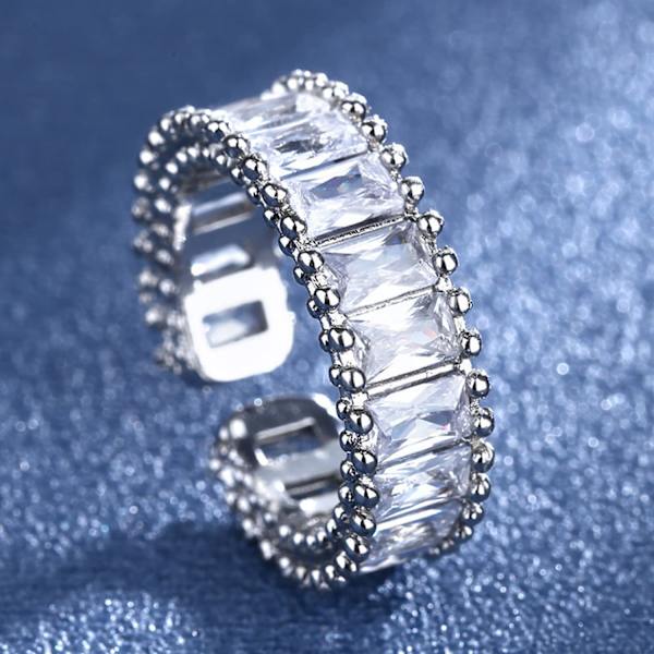 Sterling Silver Ring för Kvinnor, Massivt Silver Romantisk Regnbågskronöppningsring för Kvinnor Smycken, med 5A Kubisk Zirkonia, Justerbar Storlek