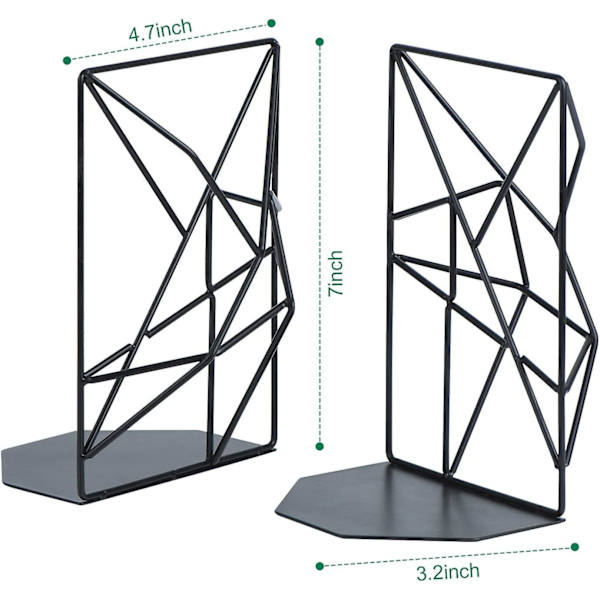 Metal Bogstøtter Bogstøtte Sæt Af 2 Bogstøtter 13,2x12x18cm Bogblok Til Kontor Bibliotek Hjem Skole Ridsefast Og Skridsikker Sort