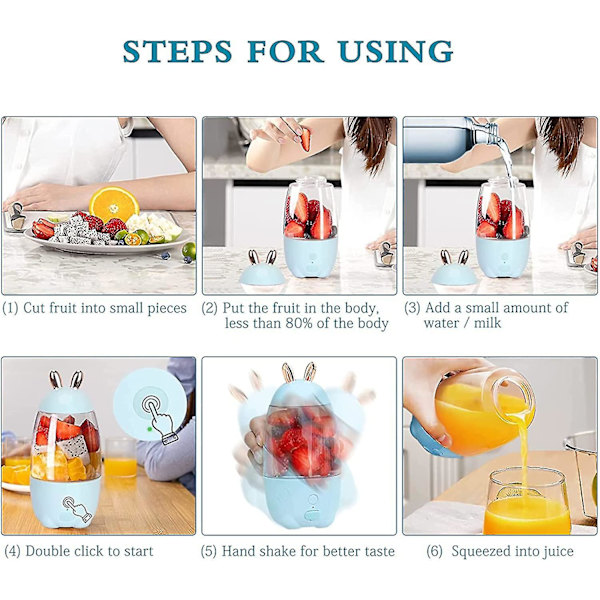 Bärbar Juicer, Hem Elektrisk Student Multifunktionell Juicer För Juice Extraktion, Ljusblå
