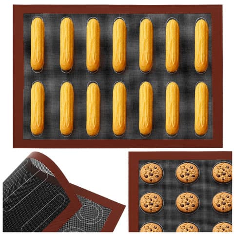 Silikone Bageunderlag 30 x 40 cm - Dobbeltsidet Perforeret Bageunderlag til Eclairs og Macarons