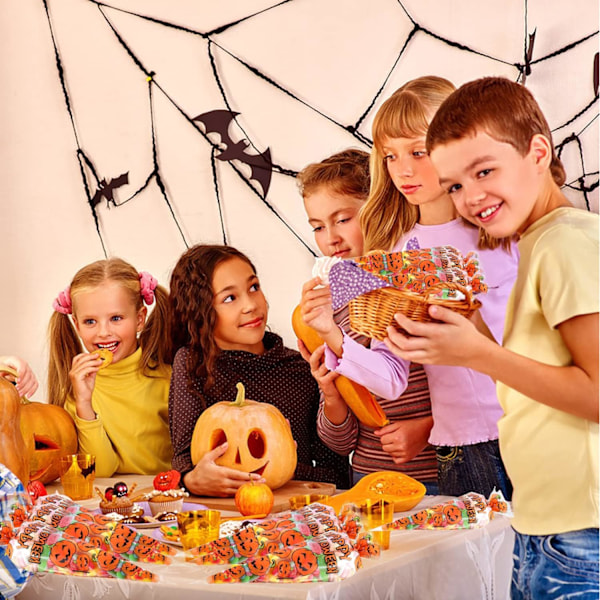 100 st Pumpalyxformade Cellofanpåsar för Godis, Halloween-Treatpåsar med Gyllene Vridband för Godis, Kakor 1 count (Pack of 1)