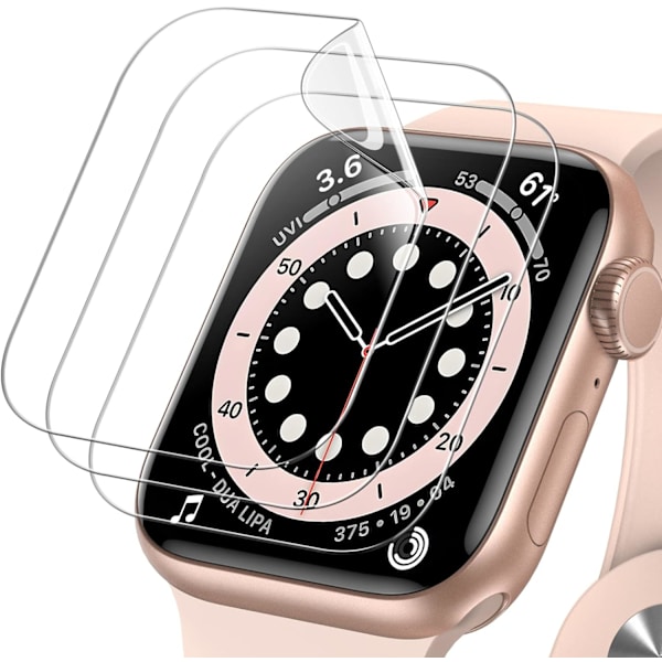 Skärmskydd för Apple Watch SE (2022/2020) /Series 6 5 4 40mm, TPU HD Clear Full Coverage Film, 3-pack 40mm