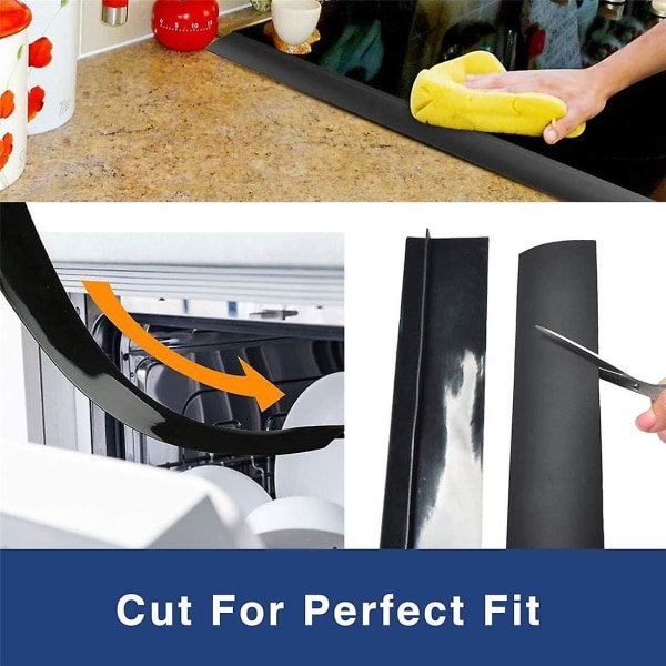 2 Pak 25''/63cm Køkken Arbejdsbord Kantlister, Silikon Komfur Bordplade Gab Dækning, Lang Fyldning Tætning Til Tætning Af Spild Mellem Bordplade, Komfur, Ov